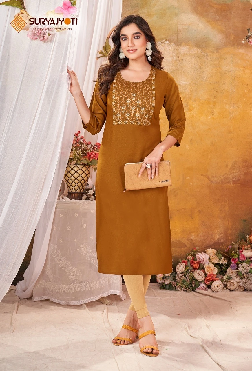 Suryajyoti Nirja Advance Vol 9 Heavy Rayon Wholesale Kurtis Catalog — Wholesale Kurtis, MPA wholesale from Surat - Gallery Image 2